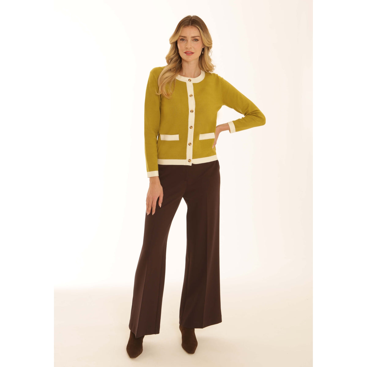 Pomodoro Contrast Trim Cardigan