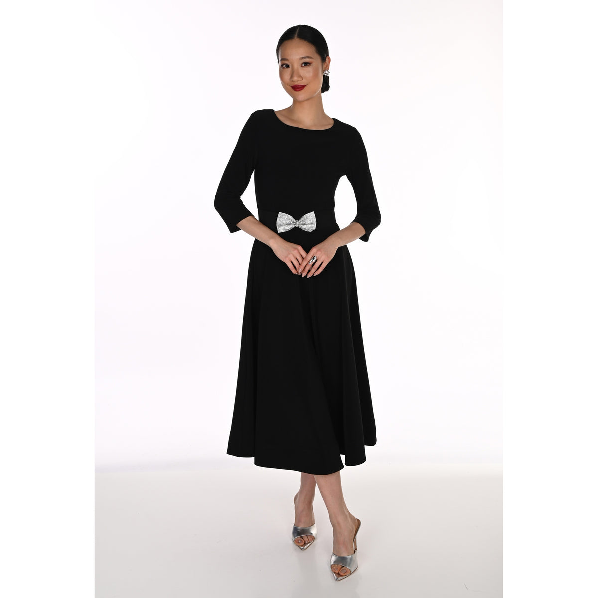 Lyman Black Dress with Silver Bow Detail