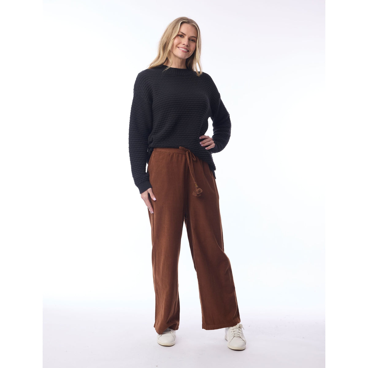 Orientique Cord Solid Pant Wide Leg