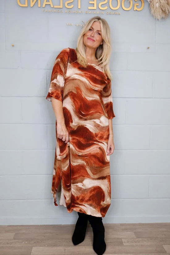 Goose Island Pleated Swirl Dress