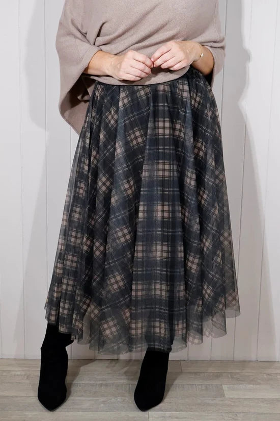 Goose Island Checked Tule Lined Skirt