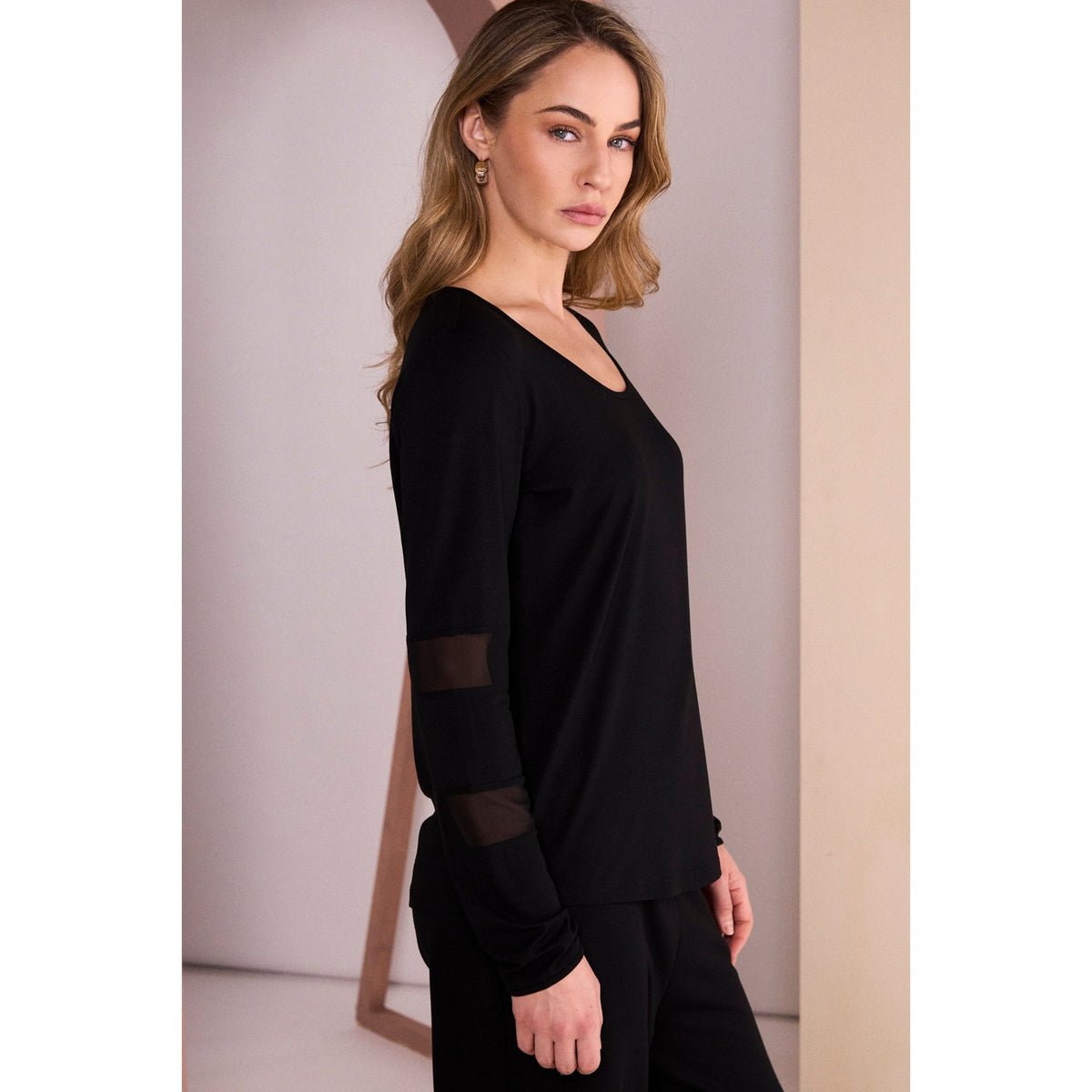 Naya Jersey Top With Mesh Insets At Sleeve
