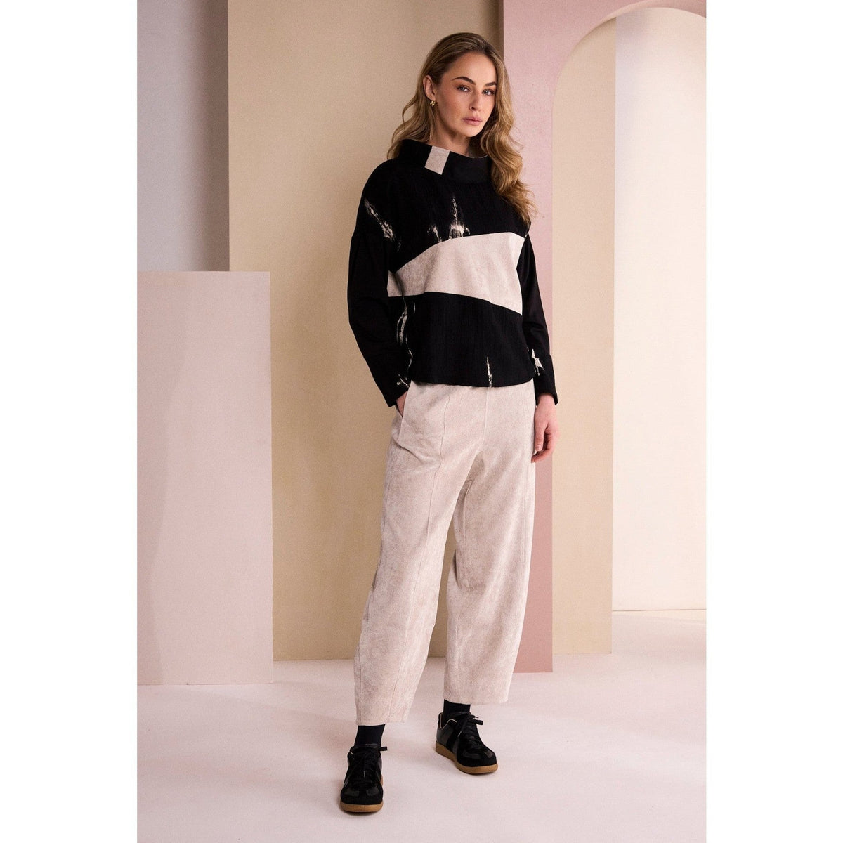Naya High Neck Top With Corded Angle Section
