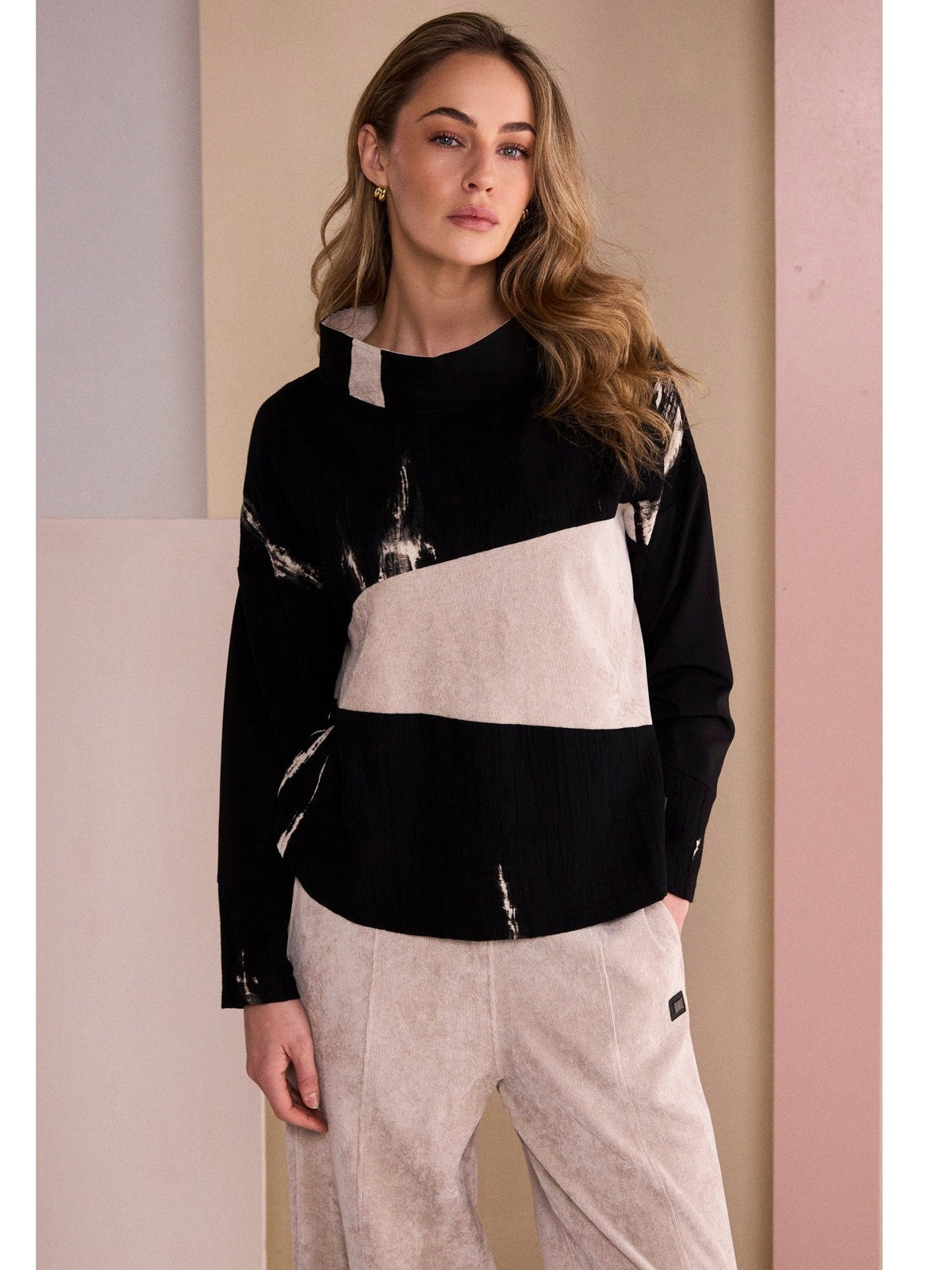 Naya High Neck Top With Corded Angle Section