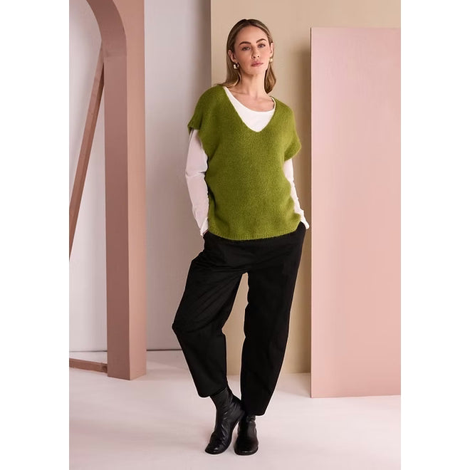 Naya Vee Neck Soft Knit With Extended Shoulder Avocado