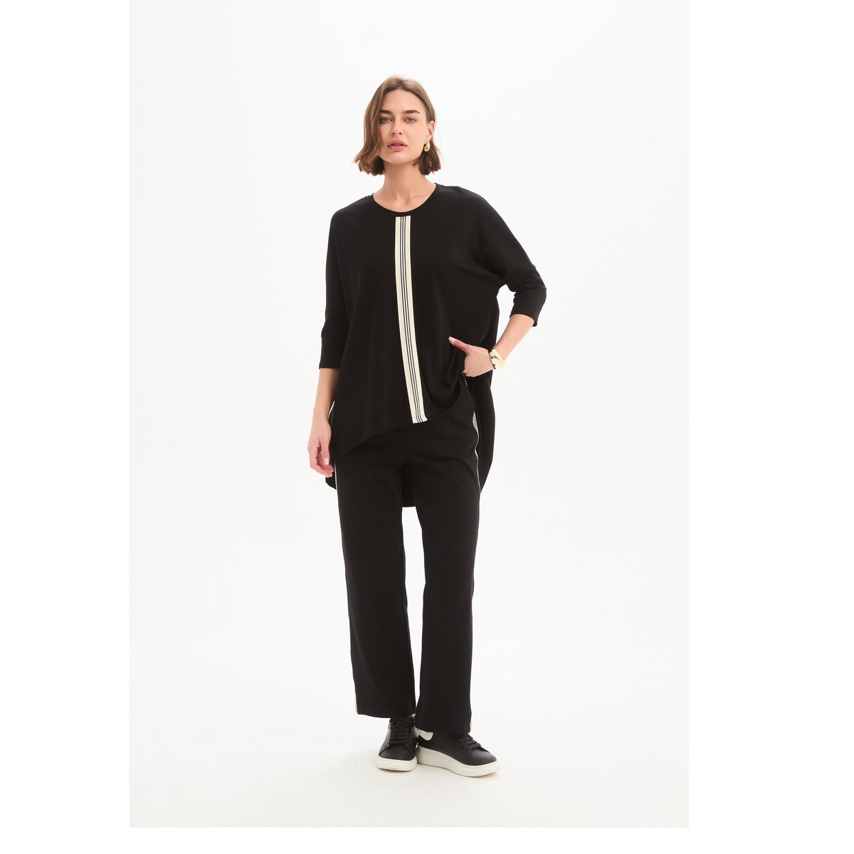 Tirelli Stripe Front 3/4 Sleeve Tee