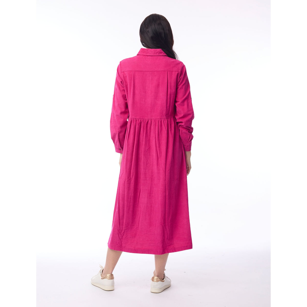 Orientique Cord Solid Dress Collar Buttons