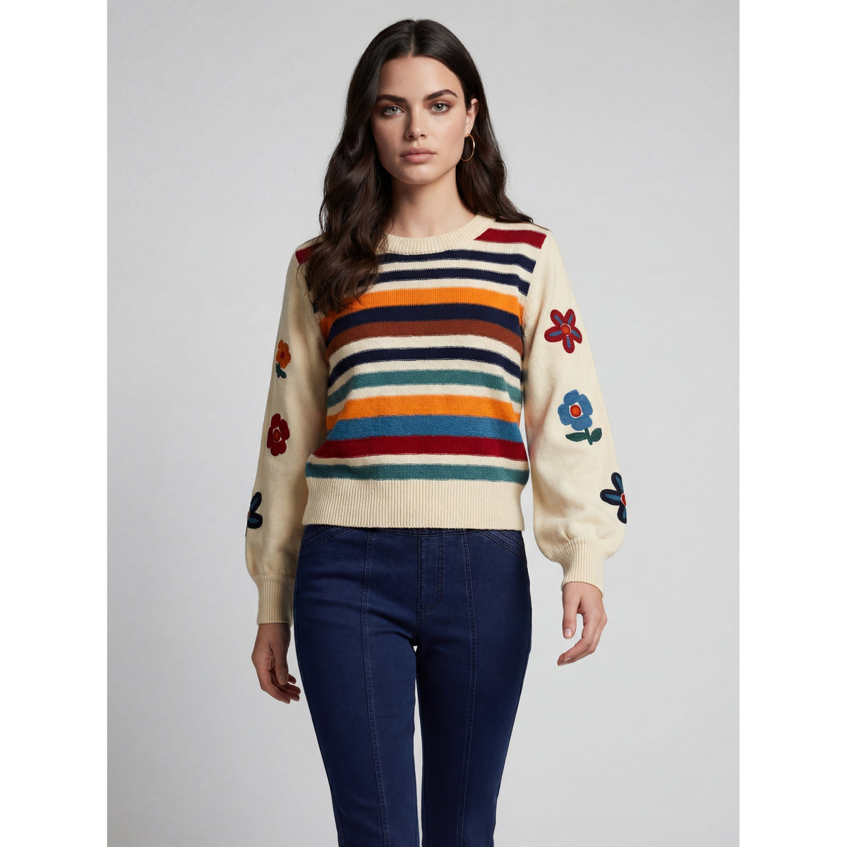 Coco Y Club Flower Sleeve Sweater
