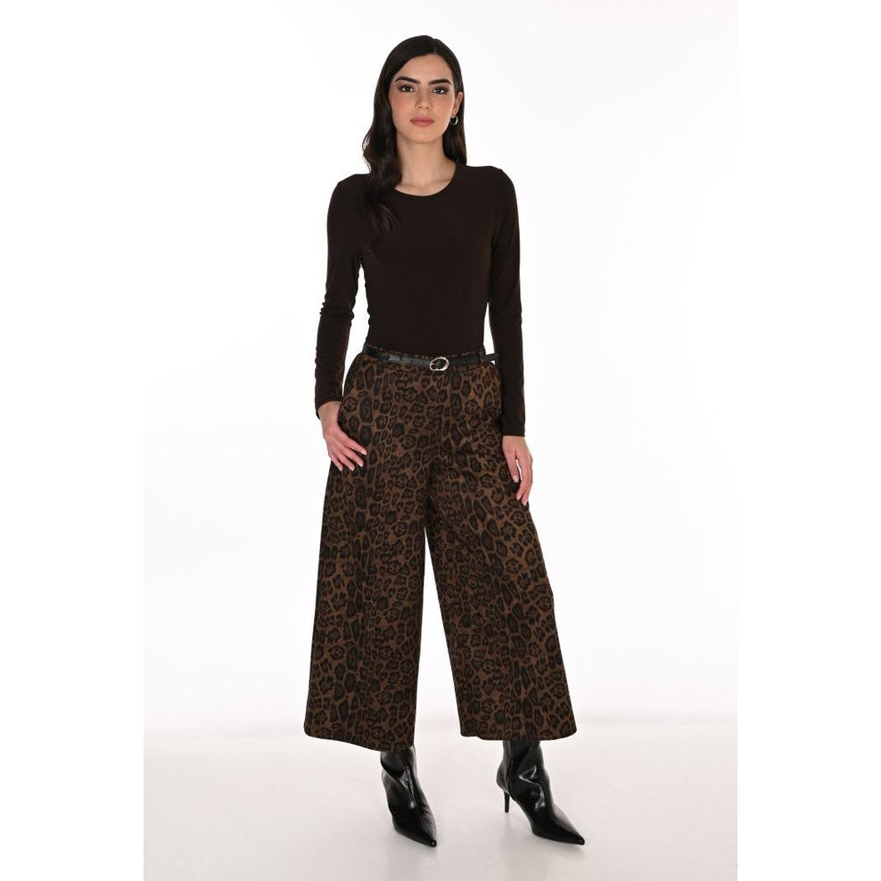 Frank Lyman Leopard Zip Detail Pant