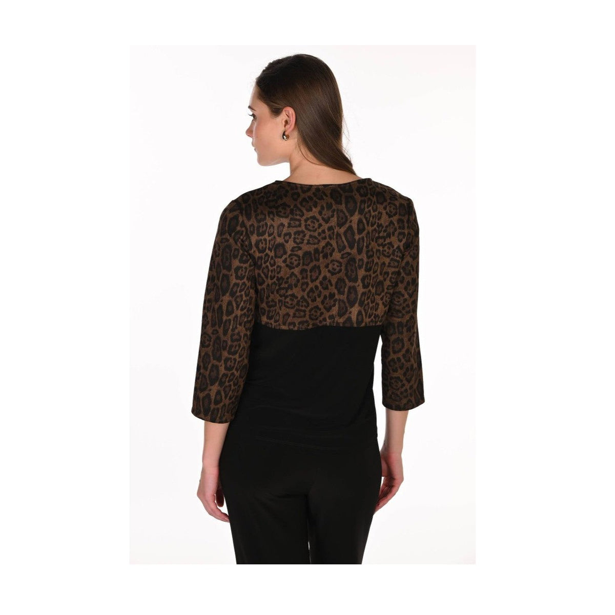 Frank Lyman Leopard Zip Detail Top