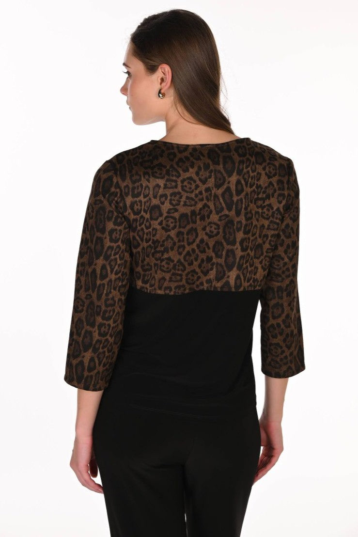 Frank Lyman Leopard Zip Detail Top