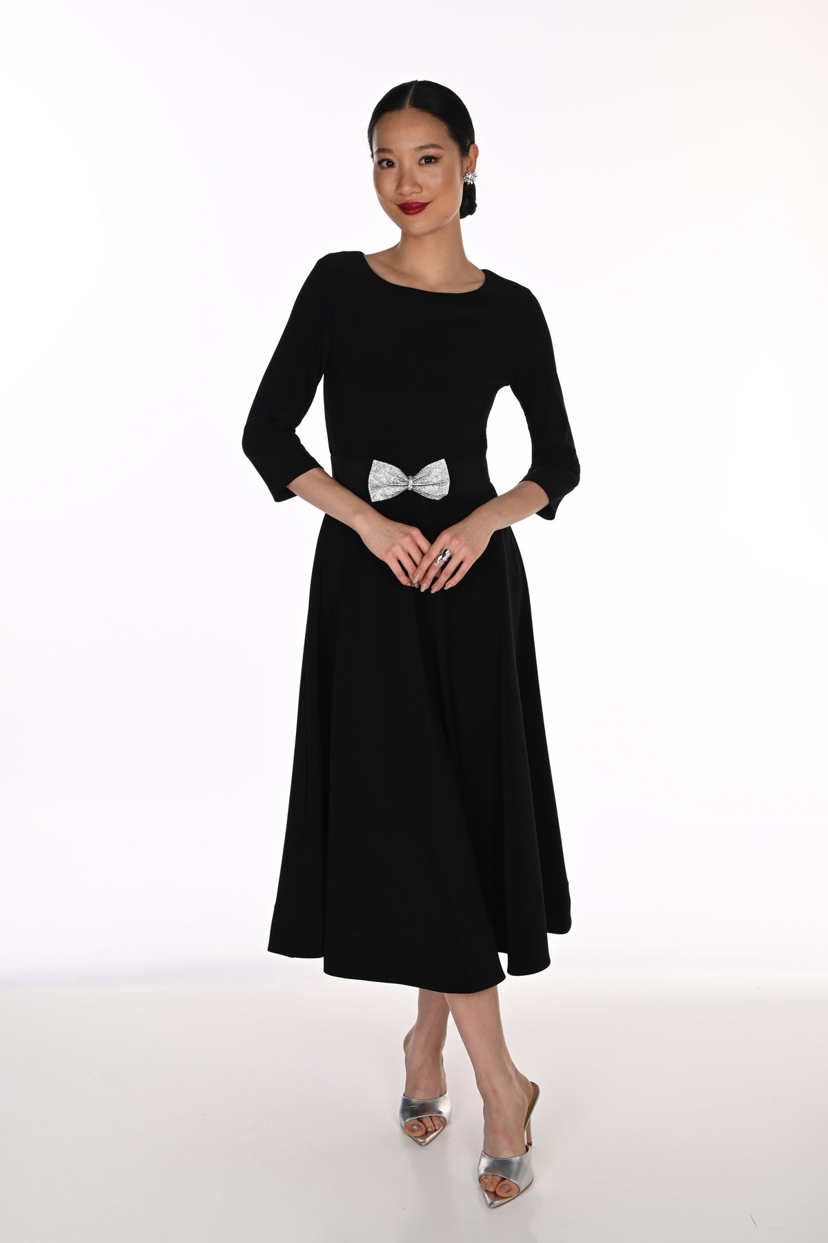 Lyman Black Dress with Silver Bow Detail