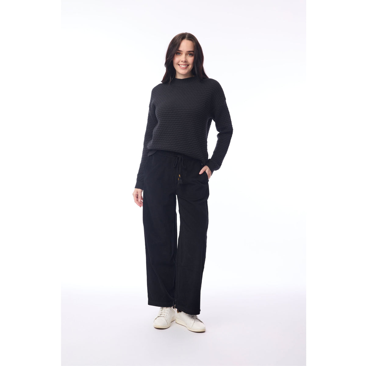 Orientique Cord Solid Pant Wide Leg