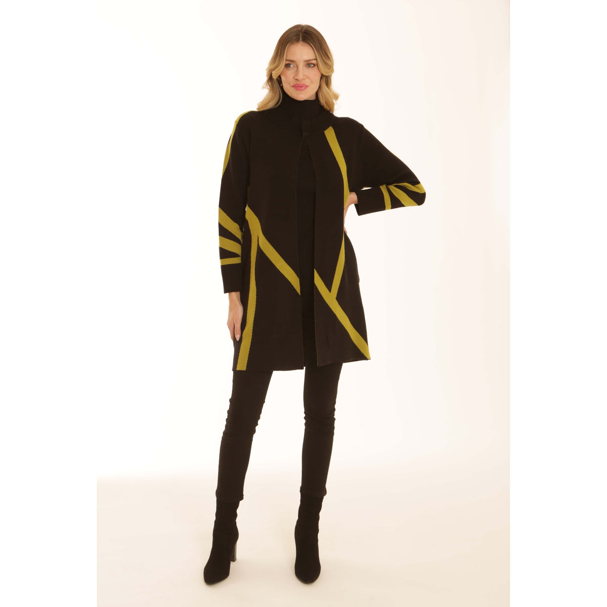 Pomodoro Colour Block Edge to Edge Cardigan