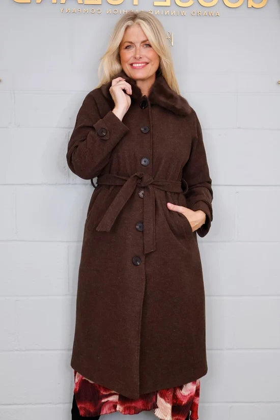 Goose Island Faux Fur Belted Coat