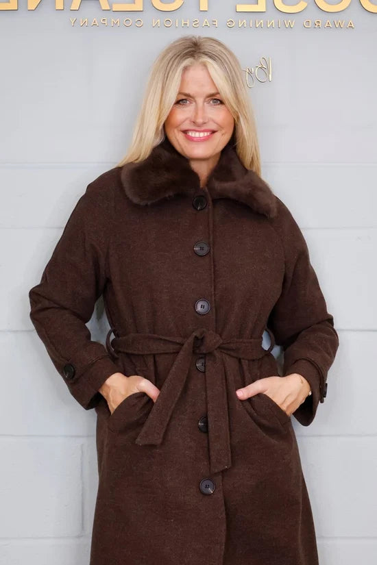 Goose Island Faux Fur Belted Coat