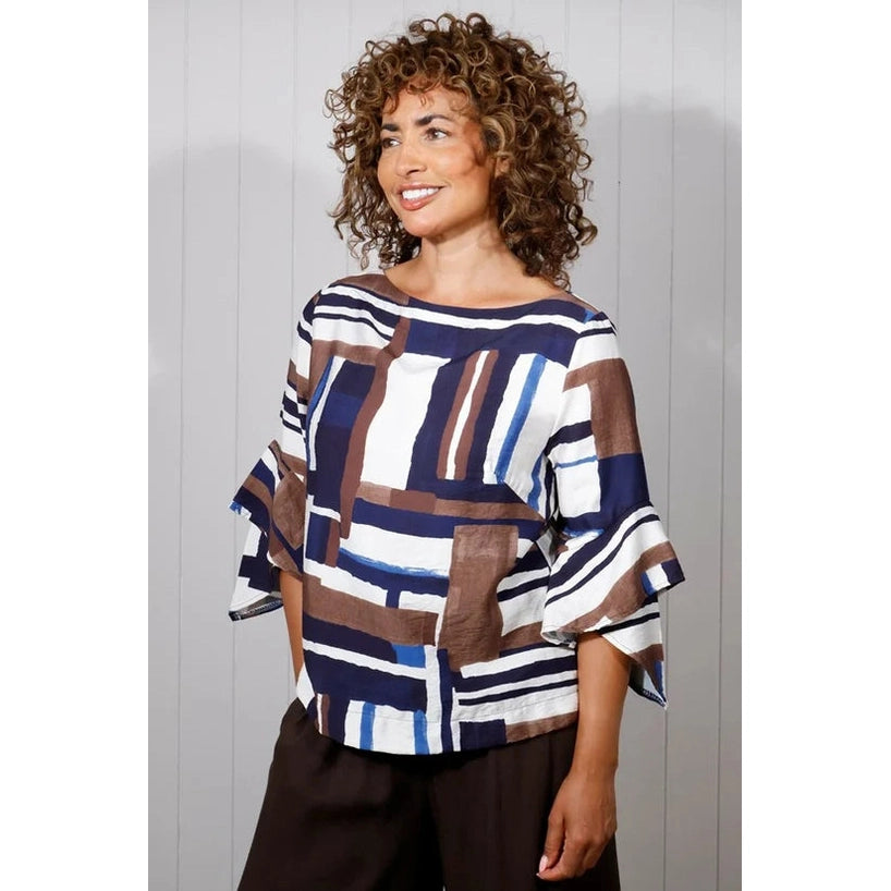 Goose Island Boat Neck Block Print Top