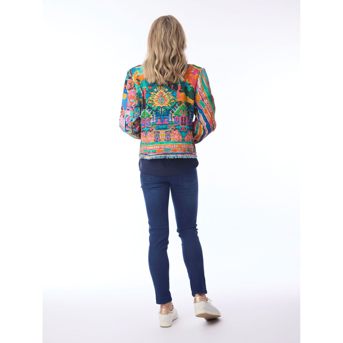 Orientique Jacket Cropped Fringed Digital