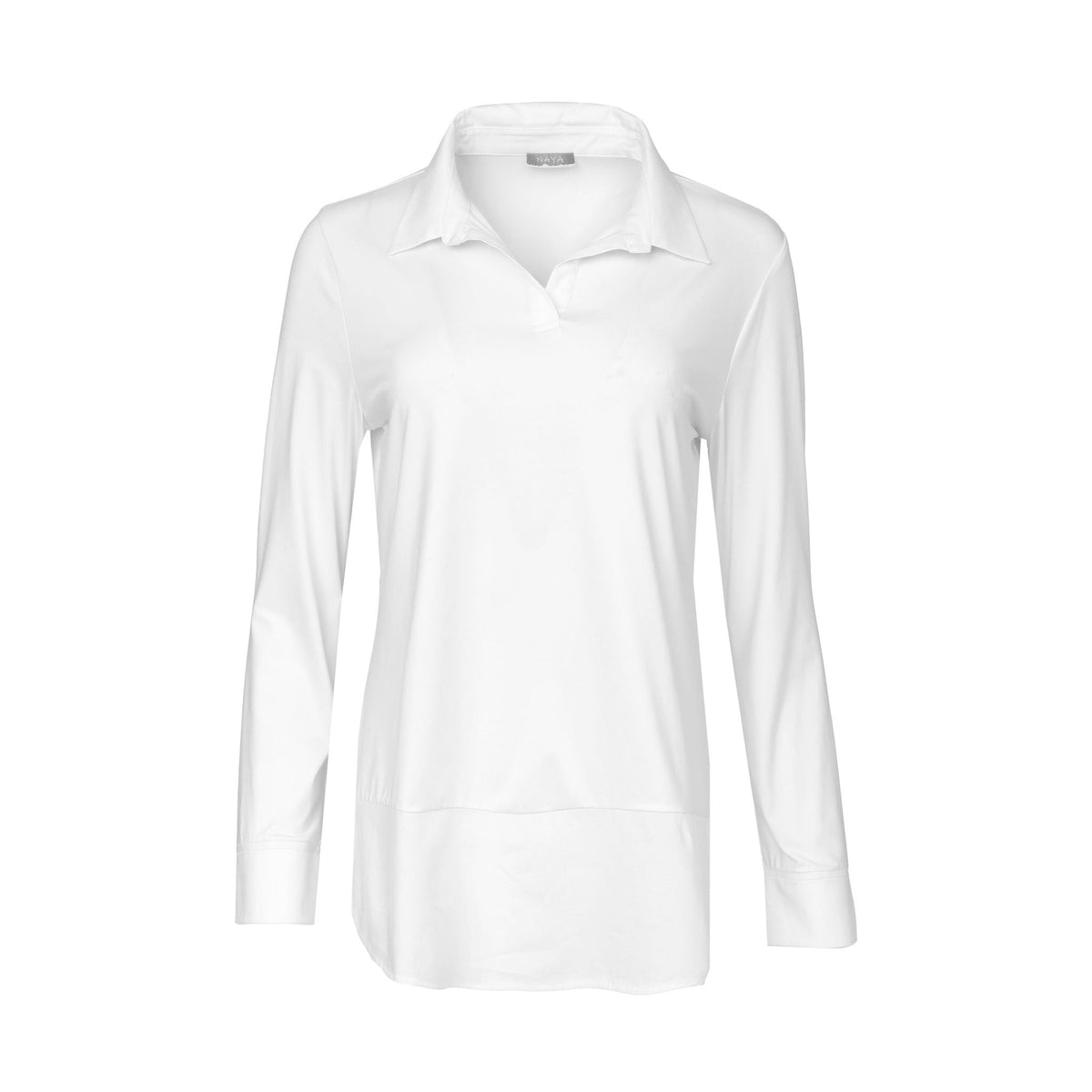Naya Jersey Top With Cotton Collar Cuff And Hem Panel