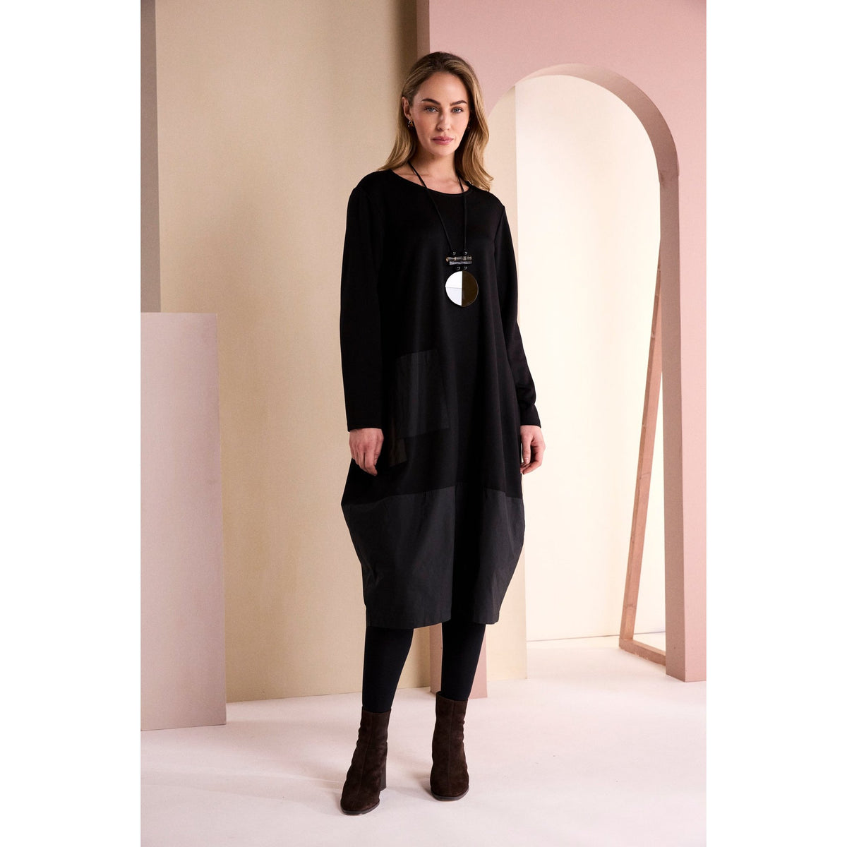 Naya Dress With Metal Sections And Neckpiece