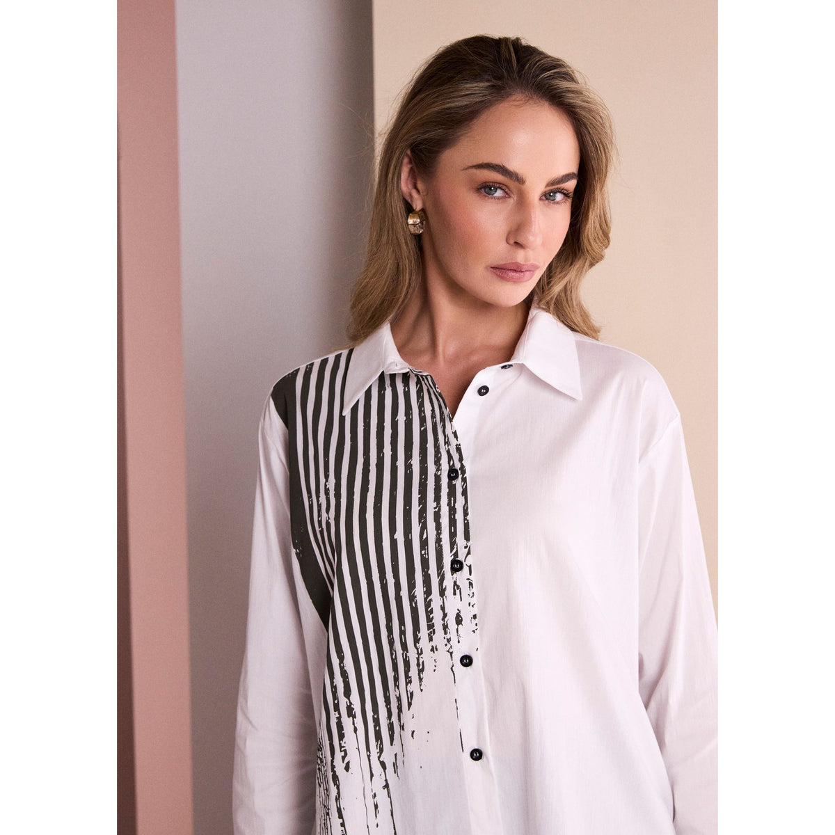Naya Line Placement Print Button Through Shirt