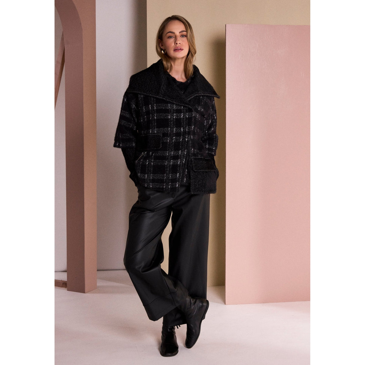 Naya Check Jacket With Contrast Pocket And Cuff Detail