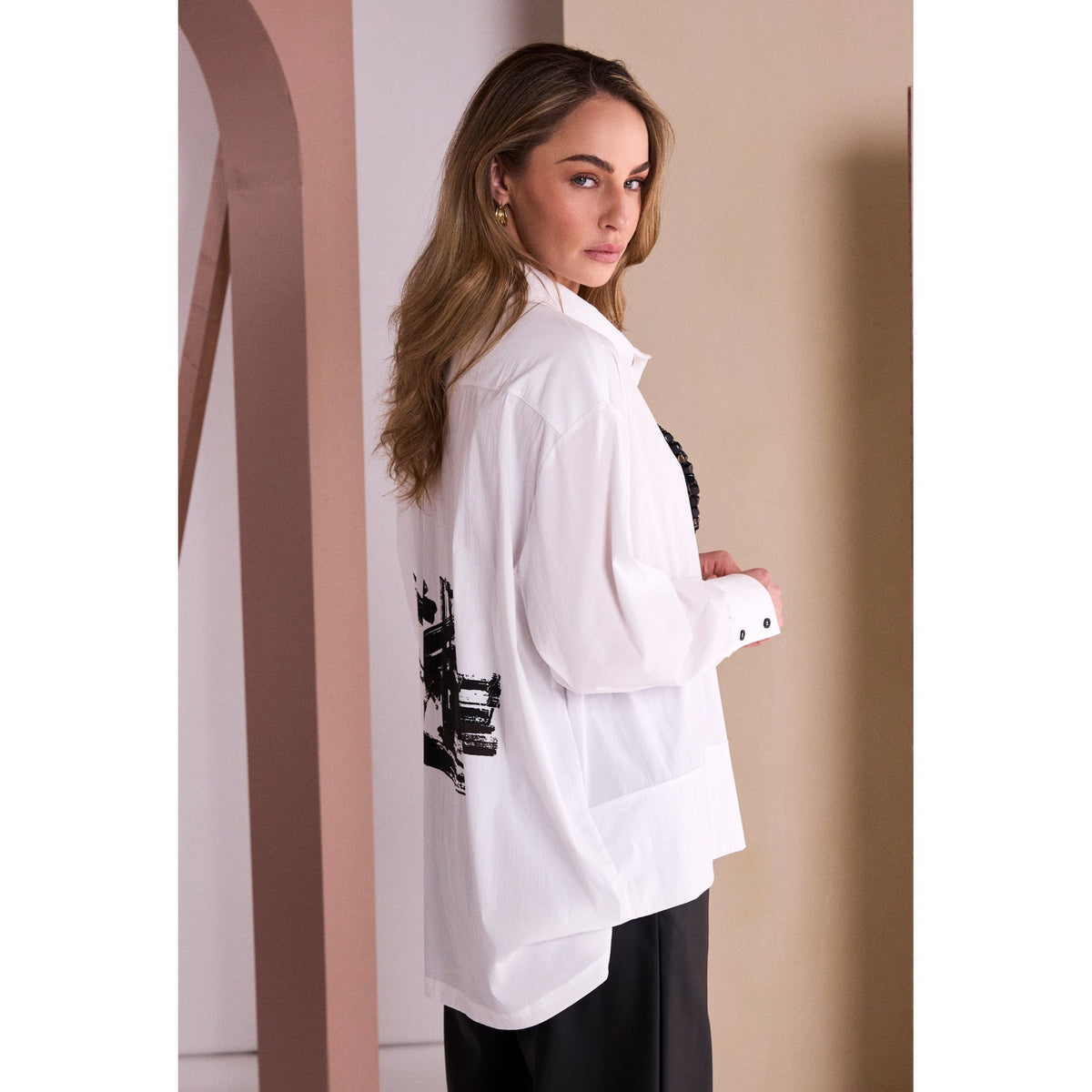 Naya Cotton Shirt With Placement Print Back