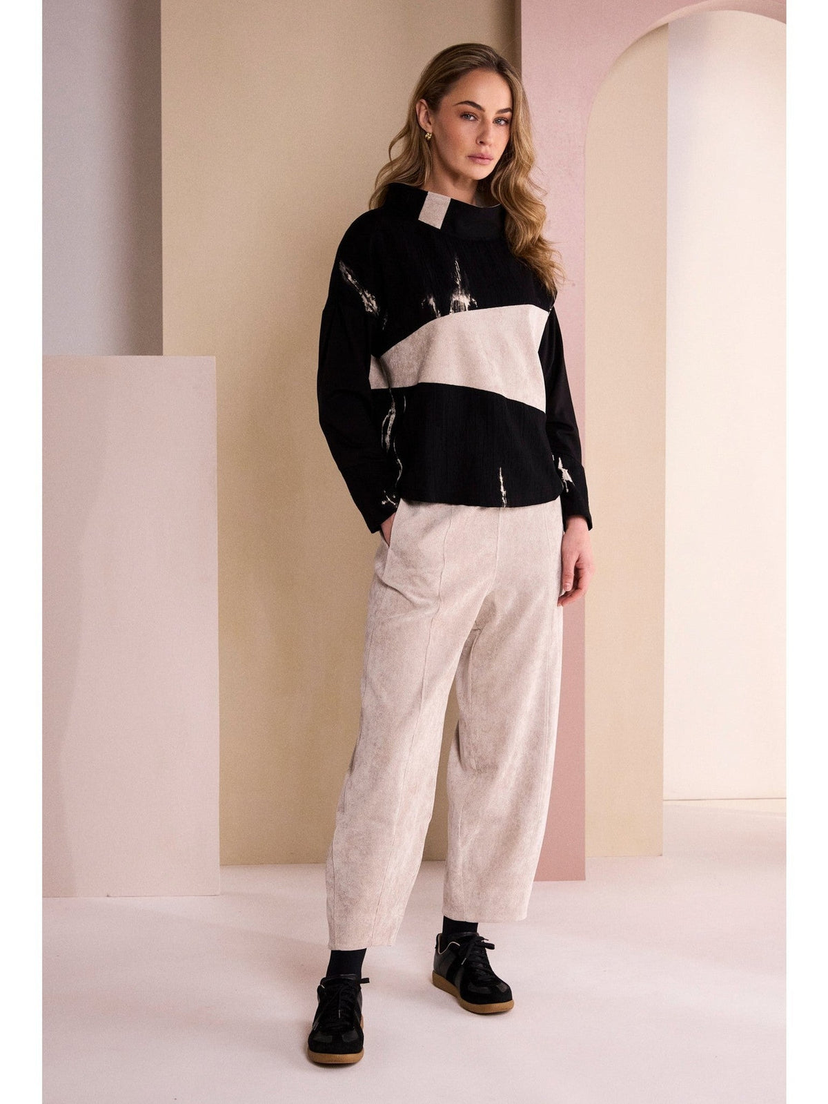 Naya High Neck Top With Corded Angle Section