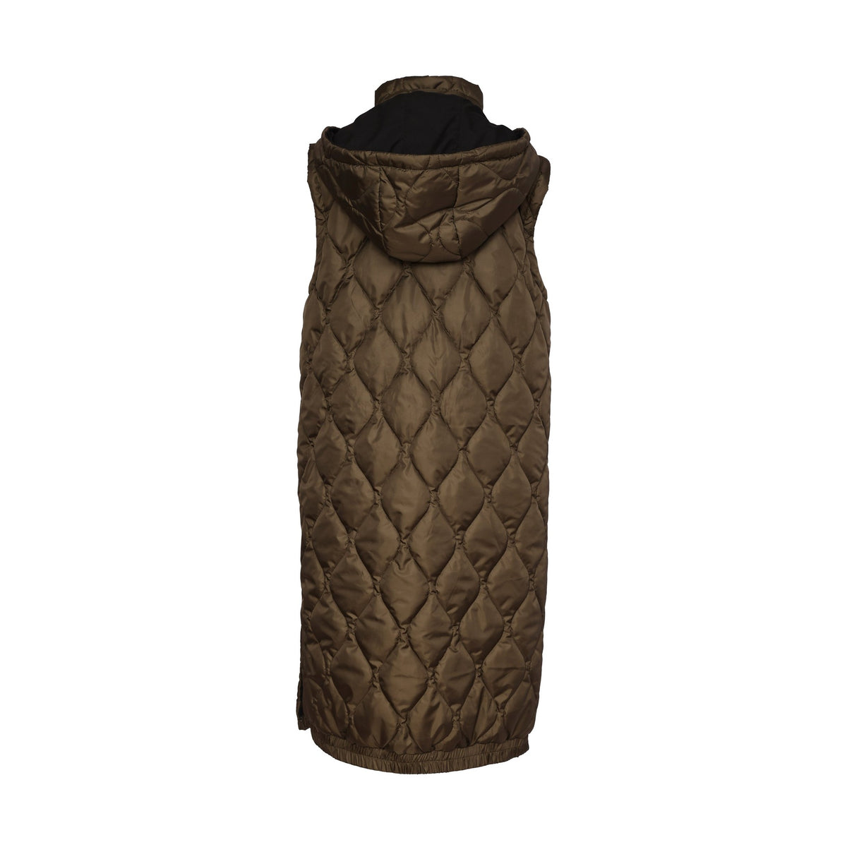 Naya Long Quilted Waistcoat With Zip Pocket